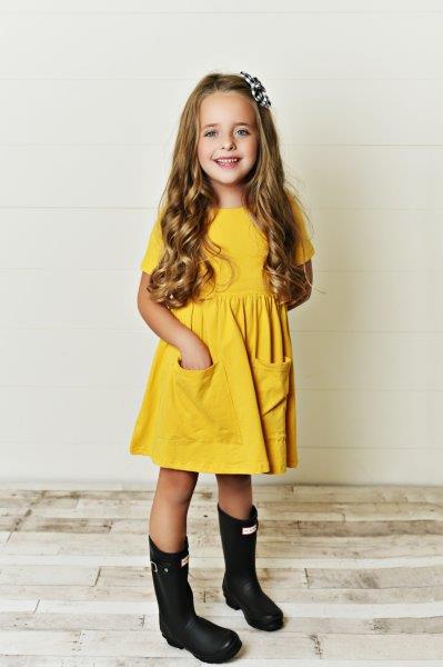 Mustard Yellow Twirl Dress For Girls & Toddlers