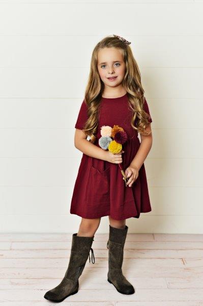 Maroon Twirl Dress For Girls & Toddlers | Presley Couture 18/24 Maroon Twirl Dress For Girls & Toddlers | Presley Couture 18/24