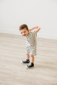 Baby Romper - Black & White Stripe