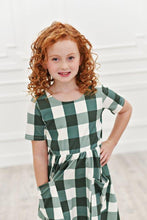 Load image into Gallery viewer, Green Check Twirl Dress