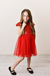 Red - Sequin Twirl Dress