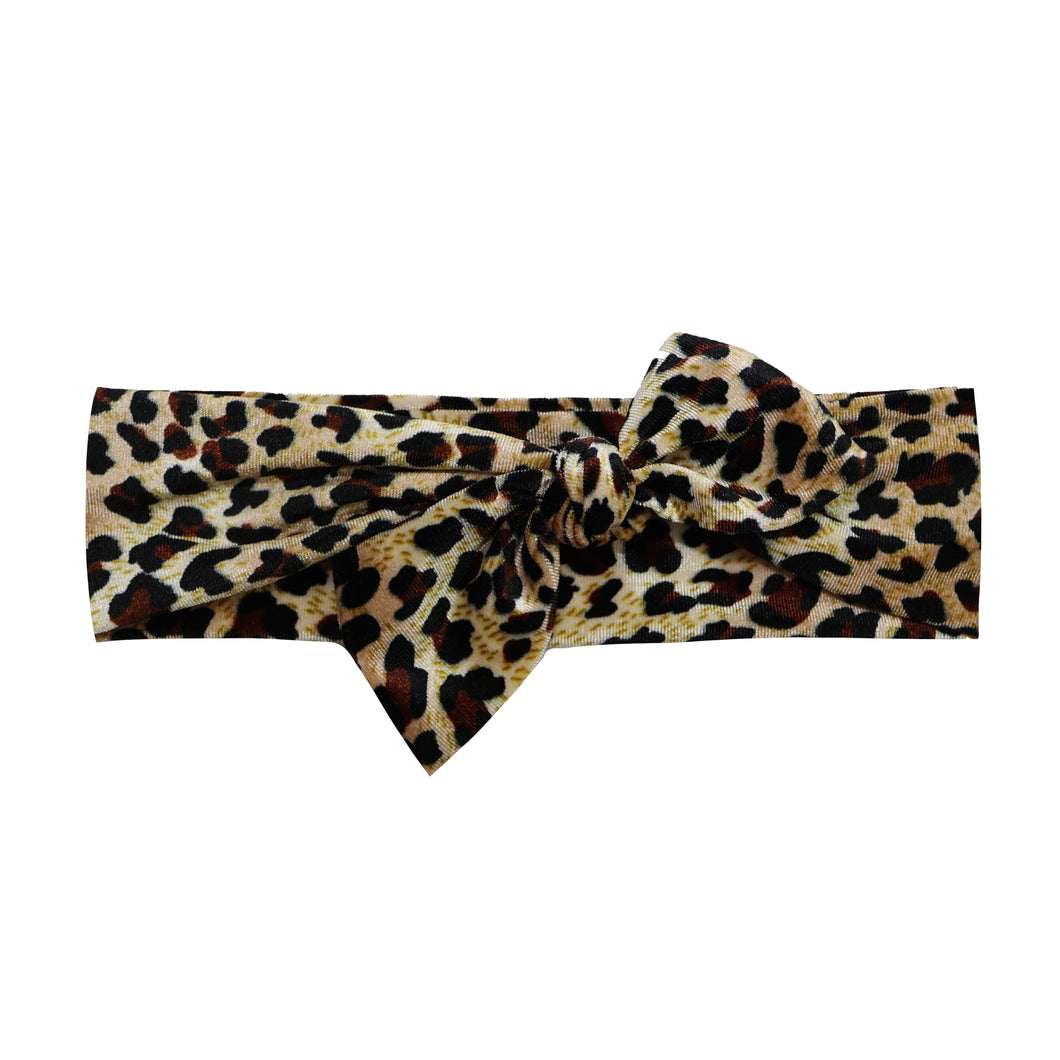 Bow Headband - Velvet Leopard