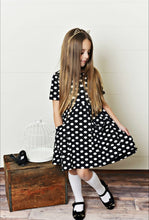 Load image into Gallery viewer, Black w/ White Dots Twirl Dress