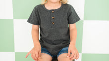 Load image into Gallery viewer, Henley Tee - Charcoal