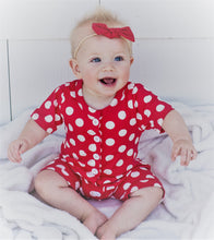 Load image into Gallery viewer, Baby Button Romper - Polka Dot