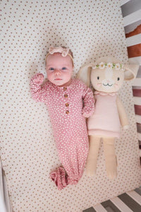 Knotted Baby Gown - Dotted Roseberry