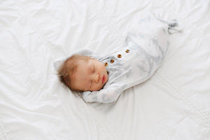 Knotted Baby Gown - Gray Marble
