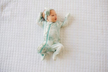 Load image into Gallery viewer, Ruffle 2 Way Zip Romper - Marbled Aquamarine