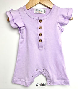 Baby Flutter Sleeve Romper - Orchid
