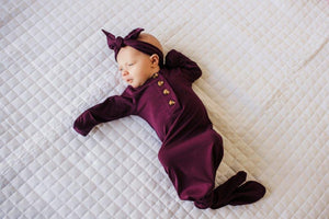 Knotted Baby Gown - Plum