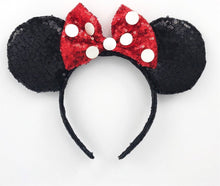 Load image into Gallery viewer, Sequin Red and Black Polka Dot Ears