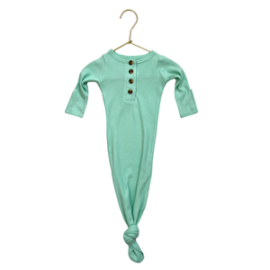 Knotted Baby Gown - Waffle Mint